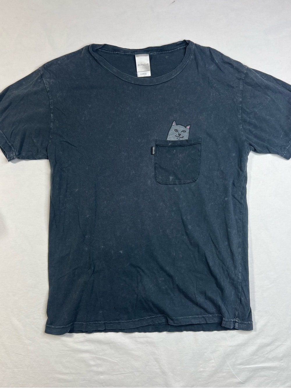 Men's RIPNDIP Lord Nermal Pocket T-shirt Cat Black Grey Size Zumiez
